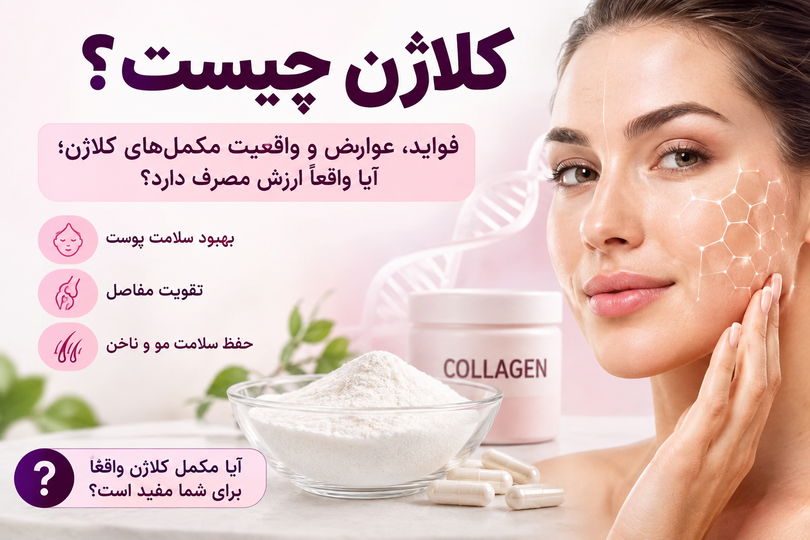 «کلاژن چیست؟ فواید، عوارض و واقعیت مکملهای کلاژن؛ آیا واقعاً ارزش مصرف دارد؟
